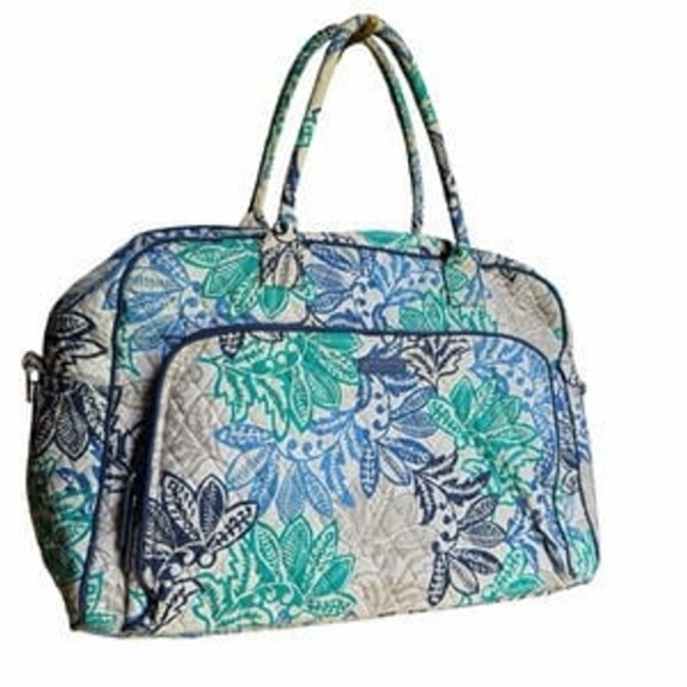 Vera Bradley Santiago Compact Weekender Duffle Bag Blue Turquoise